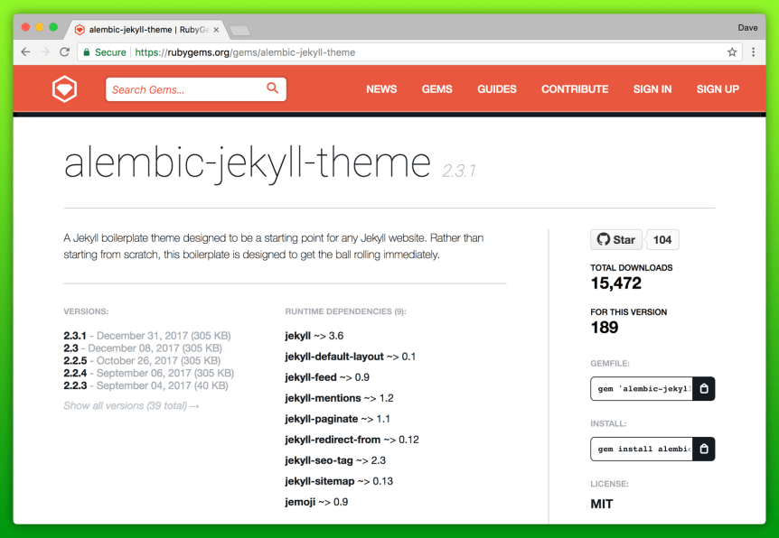 Exemple de page Rubygems Exemple de page Rubygems