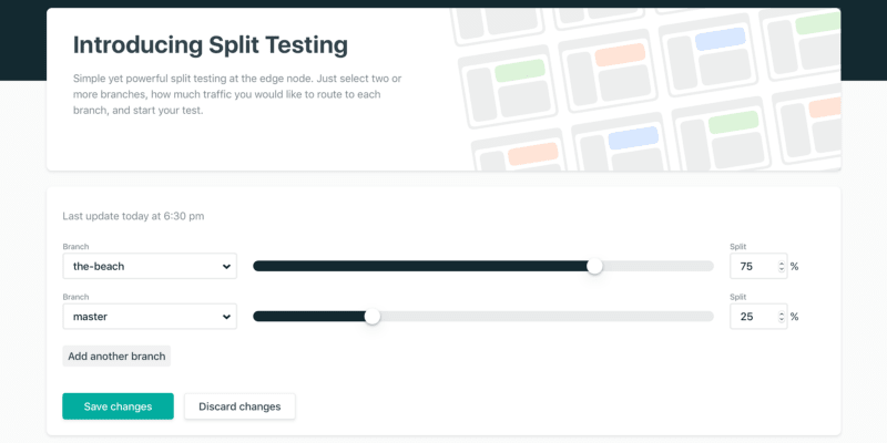 La configuration du split testing chez Netlify. La configuration du split testing chez Netlify