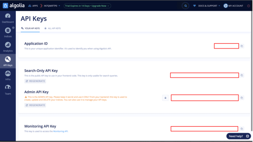 Les différentes clés d’API d’Algolia Les différentes clés d’API d’Algolia