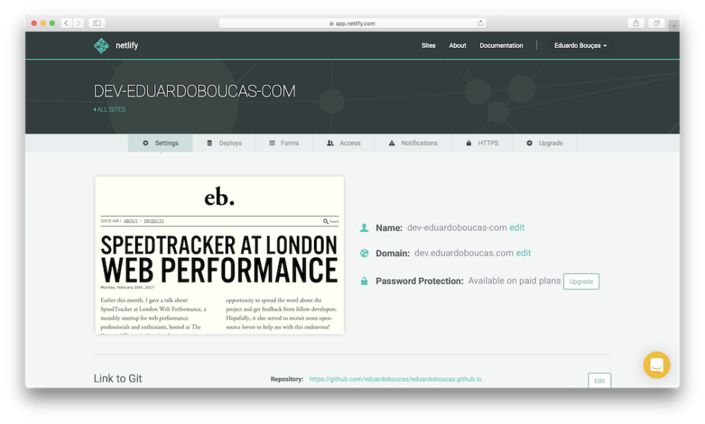 Netlify : le panneau de configuration